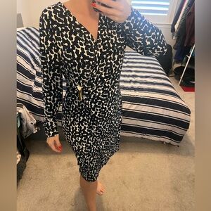 Calvin Klein navy and white print dress